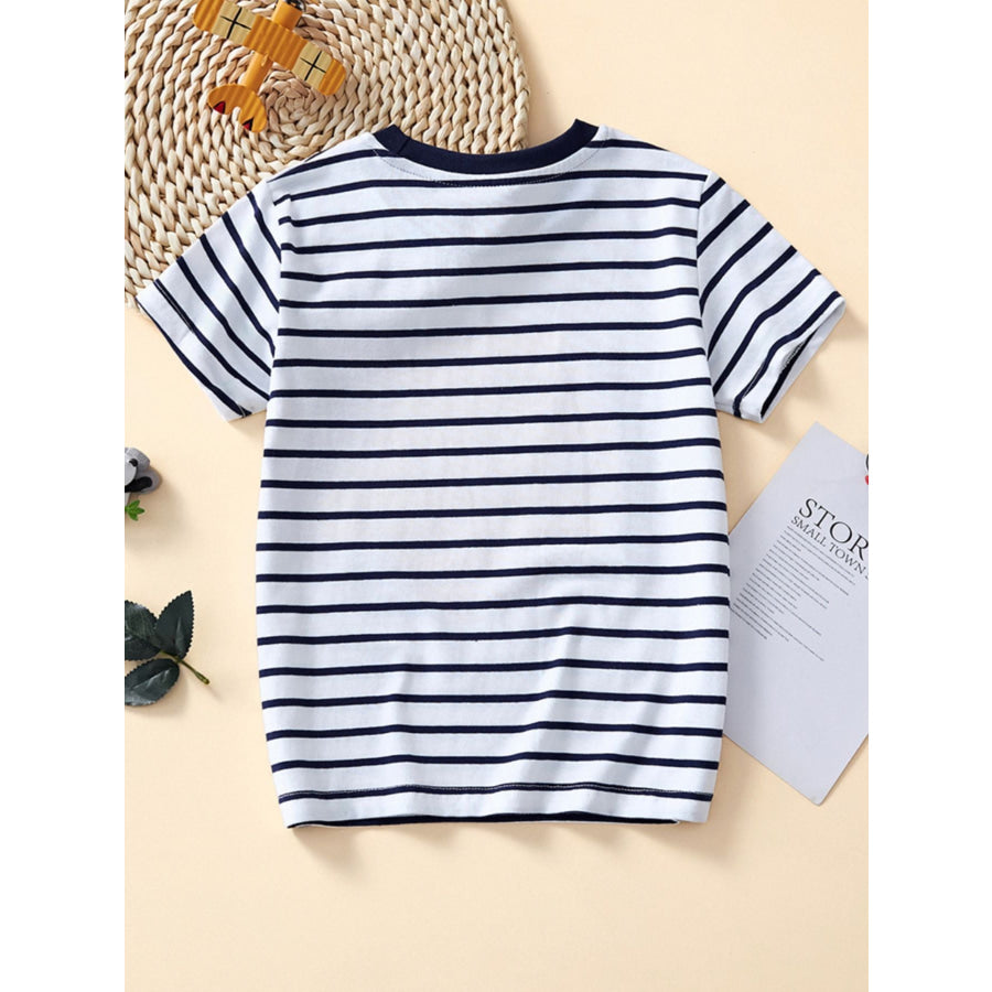 Children’s Striped Truck Graphic Crew Neck T-Shirt Apparel and Accessories