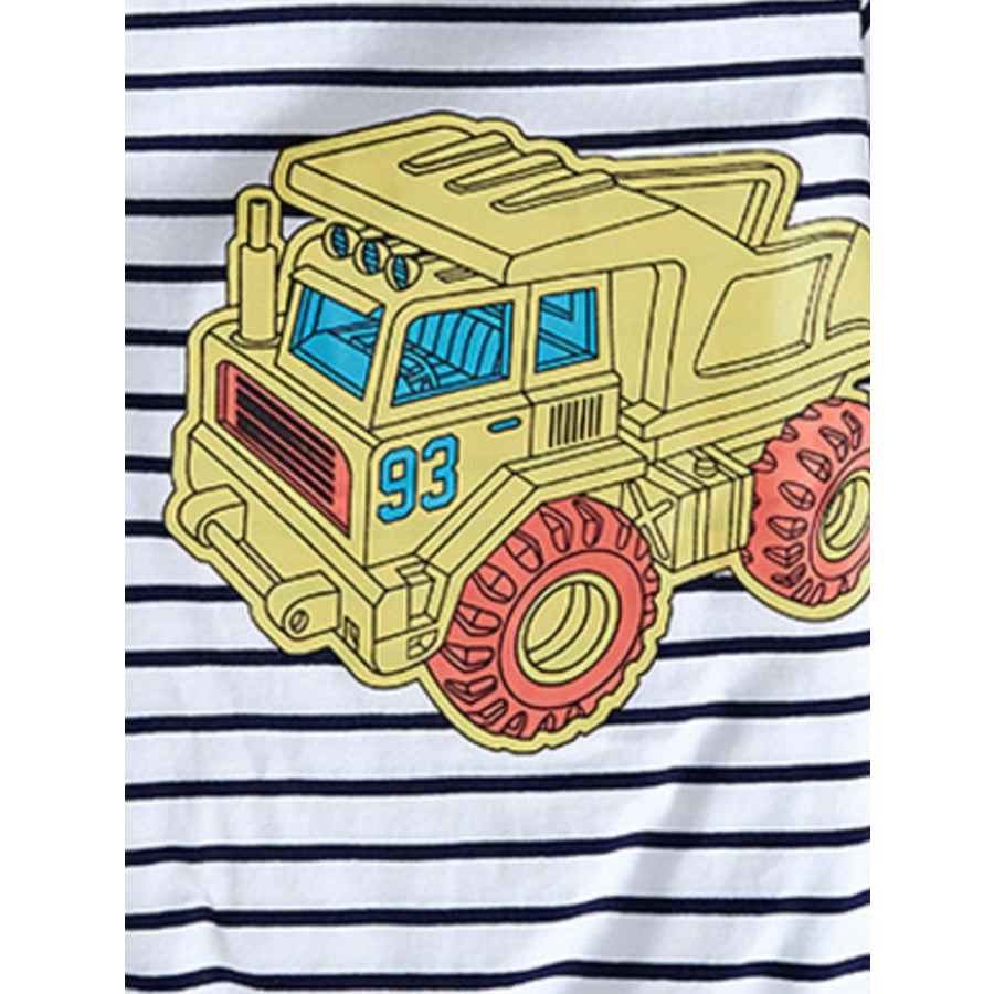 Children’s Striped Truck Graphic Crew Neck T-Shirt Apparel and Accessories