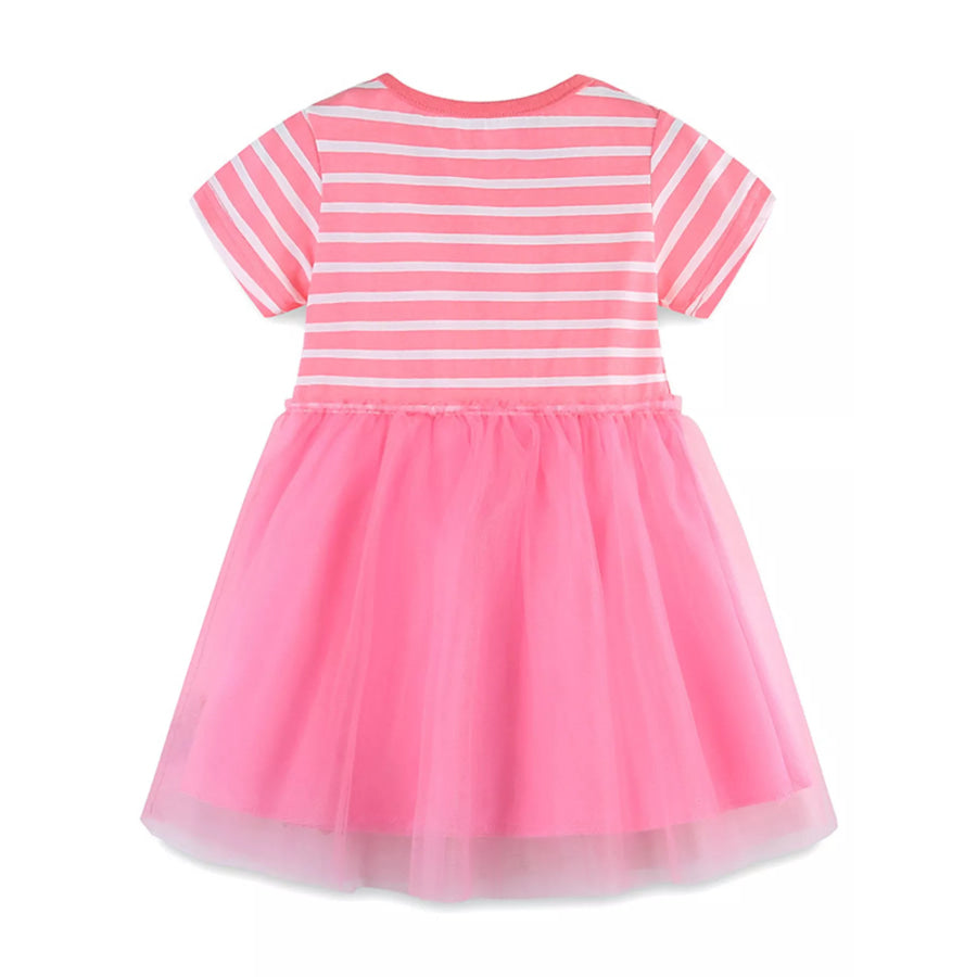 Children’s Striped Tulle Dress with Bunny Applique Apparel and Accessories