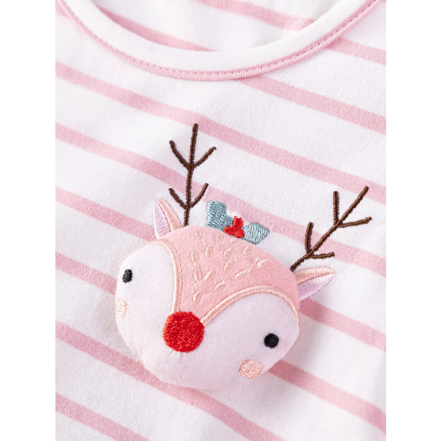 Children’s Striped Tulle Dress with Reindeer Applique Apparel and Accessories