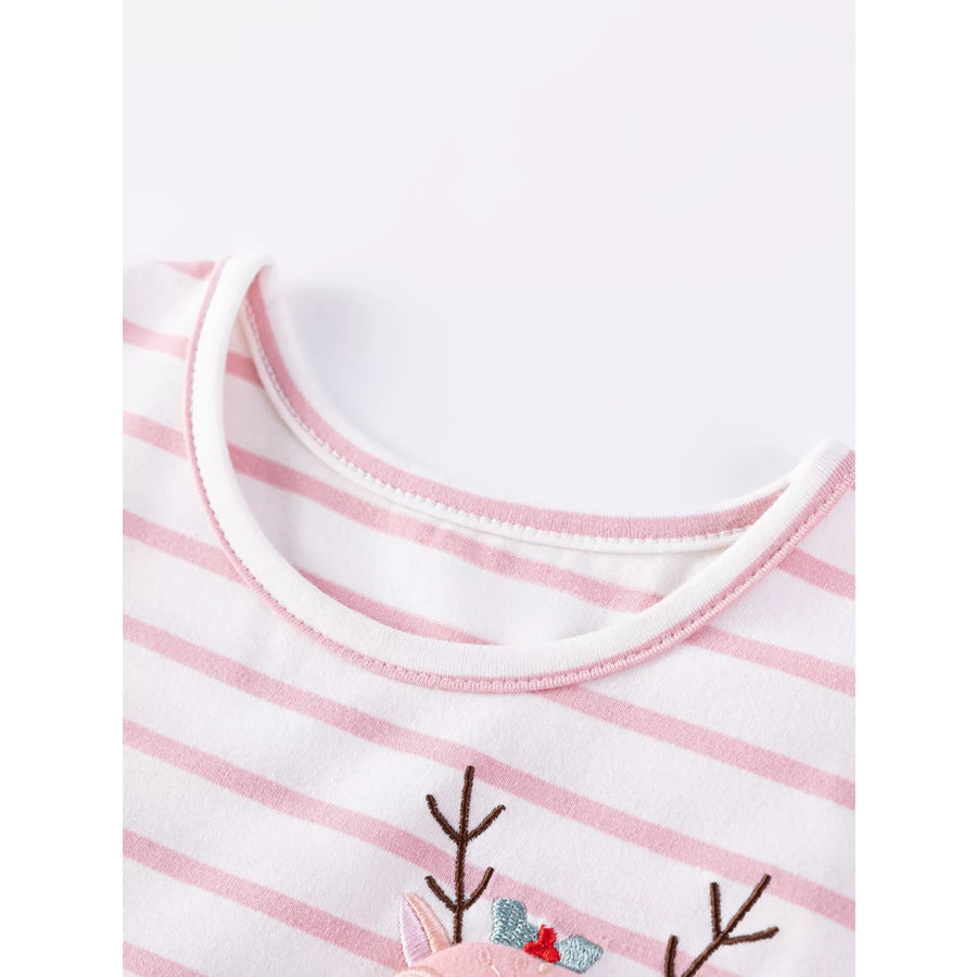Children’s Striped Tulle Dress with Reindeer Applique Apparel and Accessories