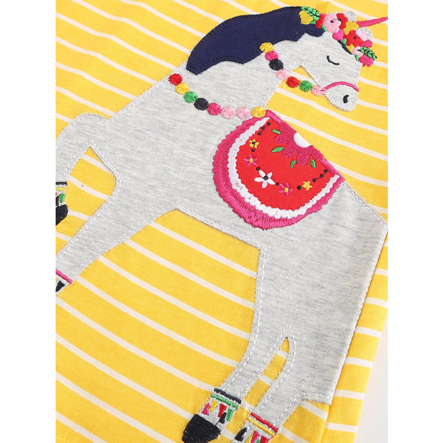 Children’s Striped Unicorn Applique Dress Apparel and Accessories