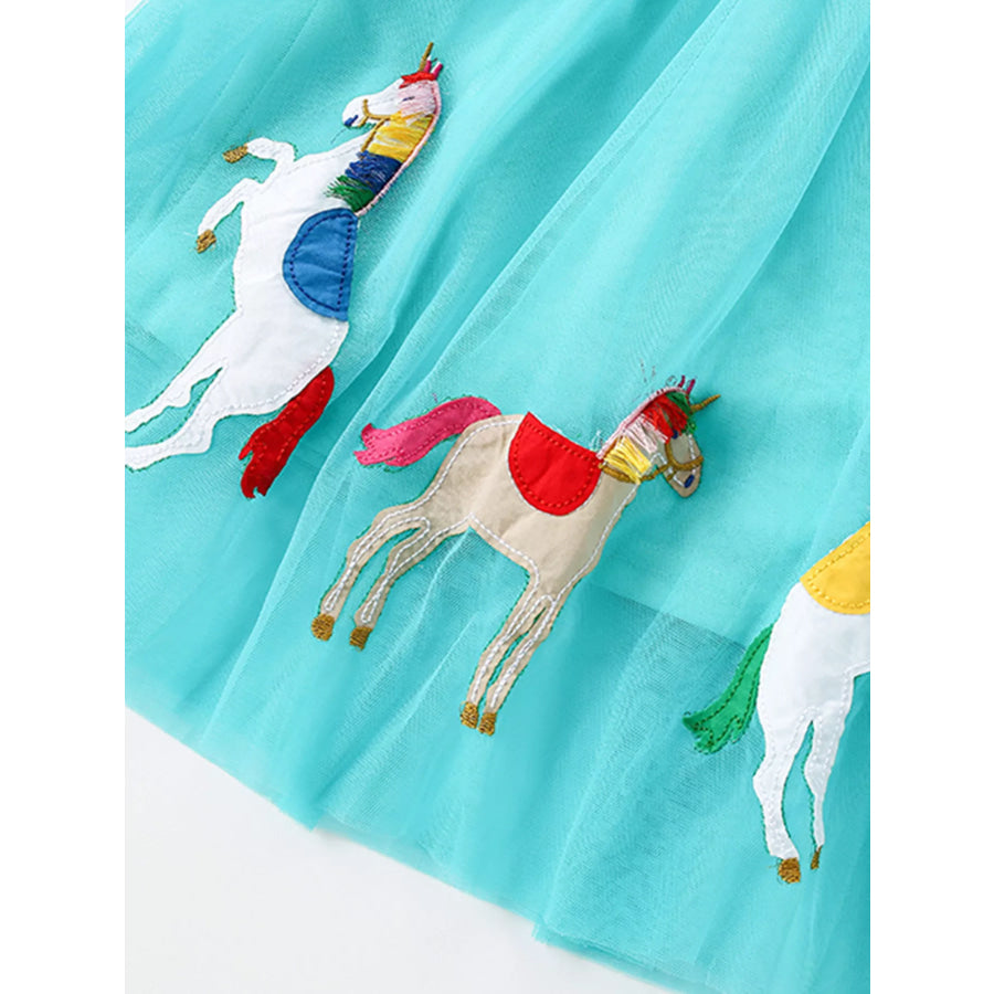 Children’s Striped Unicorn Embroidered Tulle Dress Apparel and Accessories