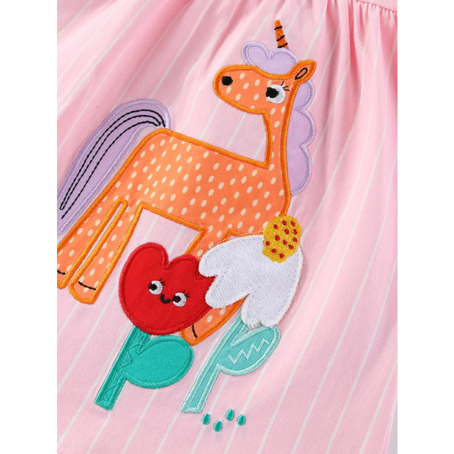 Children’s Striped Unicorn Short Sleeve Dress Apparel and Accessories