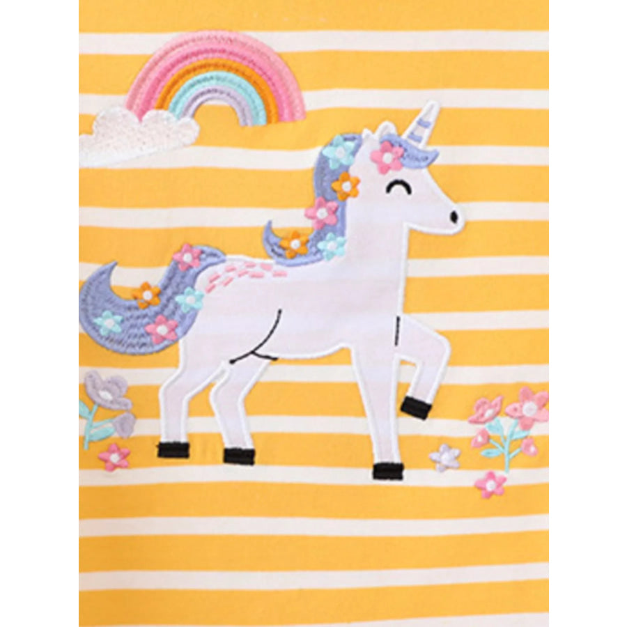 Children’s Striped Unicorn Short Sleeve T-Shirt Apparel and Accessories