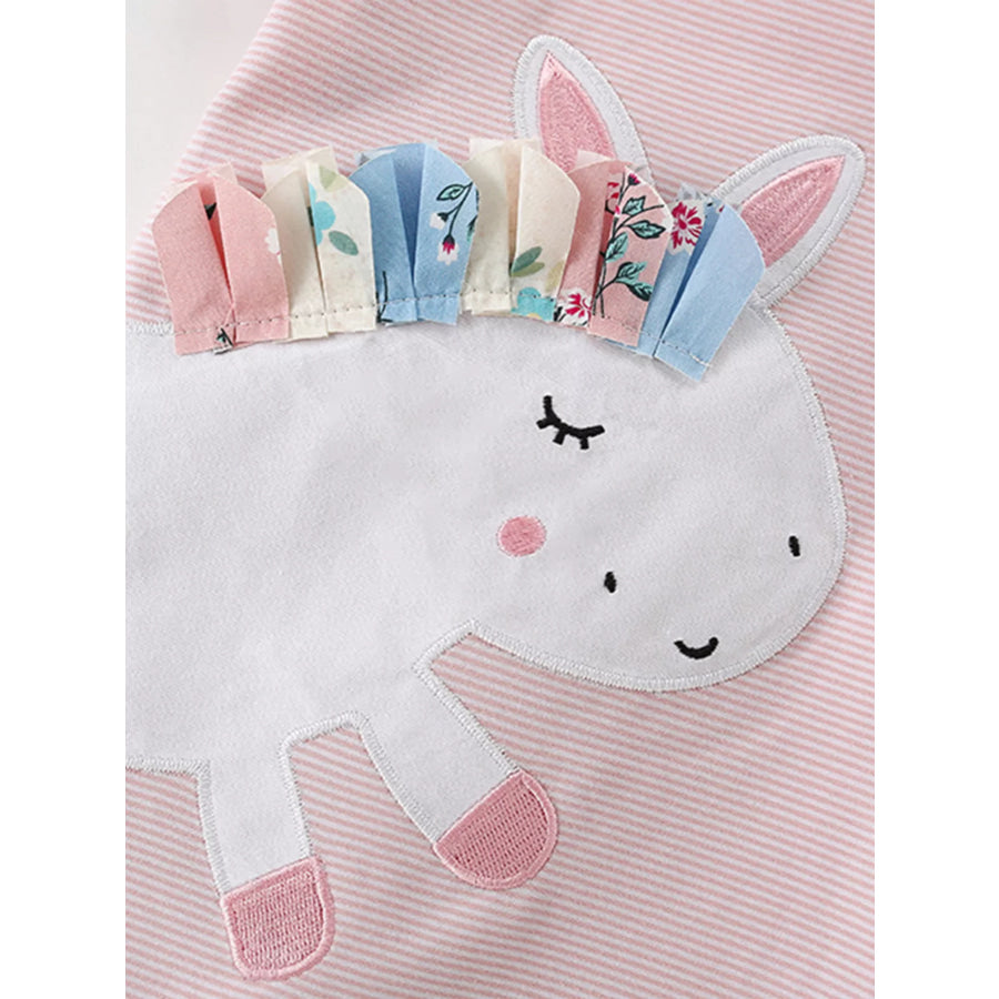 Children’s Striped Unicorn Top and Shorts Set Apparel and Accessories