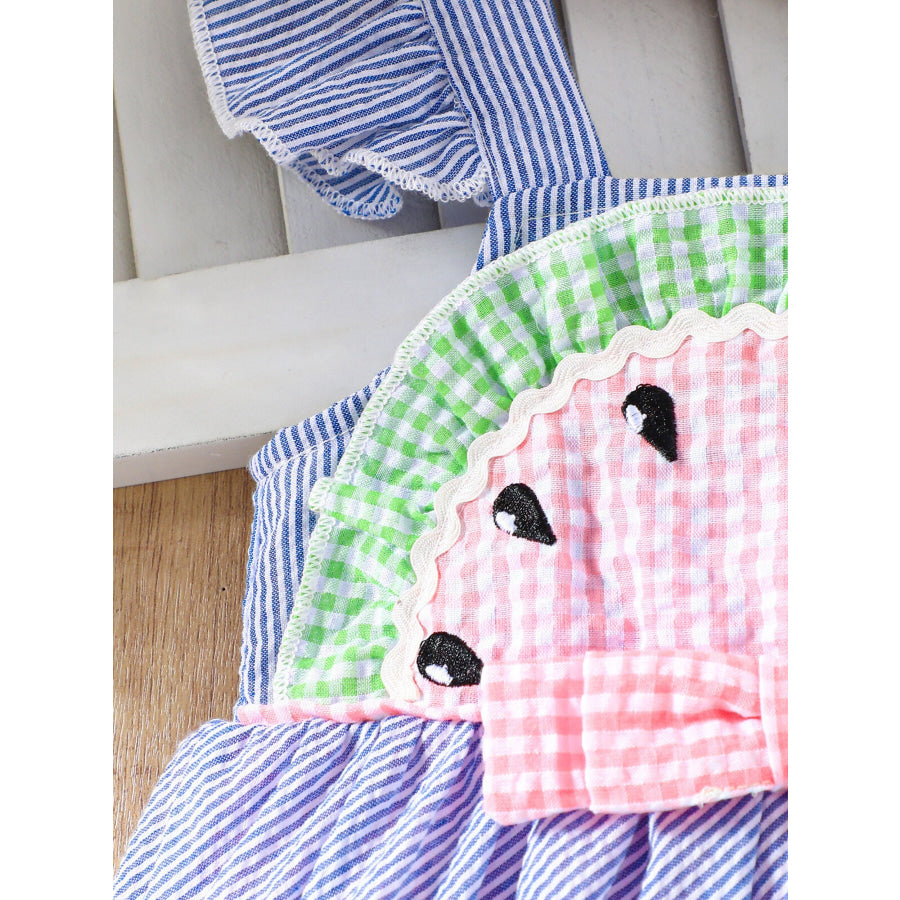 Children’s Striped Watermelon Ruffle Sleeve Dress Apparel and Accessories