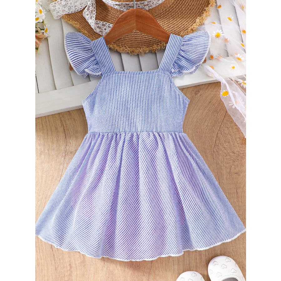 Children’s Striped Watermelon Ruffle Sleeve Dress Apparel and Accessories