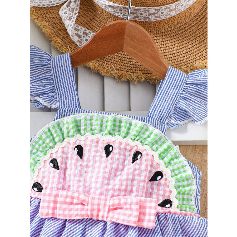 Children’s Striped Watermelon Ruffle Sleeve Dress Apparel and Accessories
