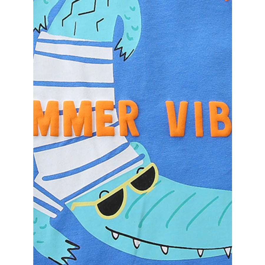 Children’s Summer Vibes Crocodile Print Tee and Shorts Set Apparel and Accessories