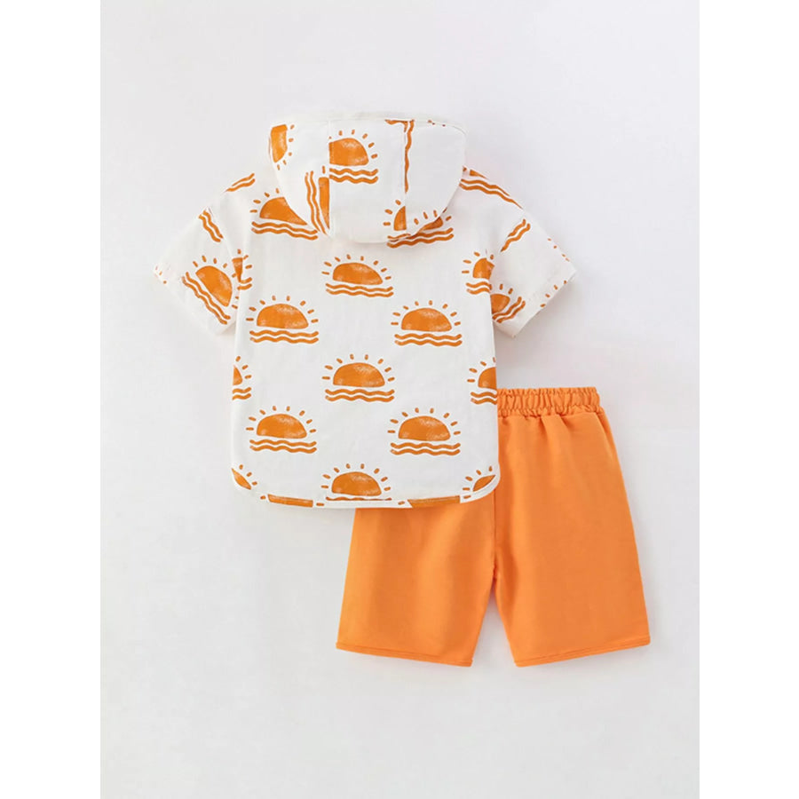 Children’s Sun Print Hoodie & Shorts Set Sherbet / 5Y Apparel and Accessories