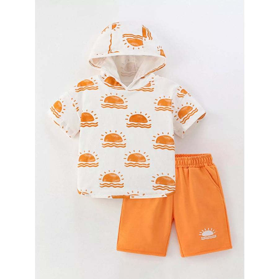 Children’s Sun Print Hoodie & Shorts Set Sherbet / 5Y Apparel and Accessories