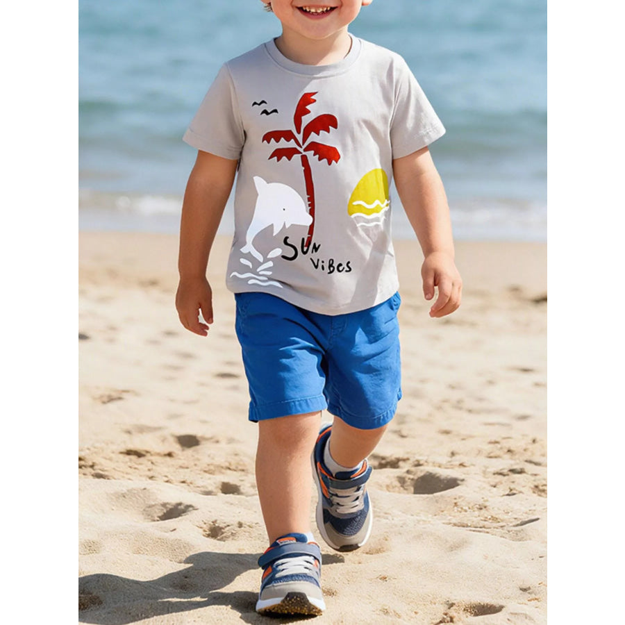 Children’s Sun Vibes Graphic Short Sleeve Tee Gray / 2Y Apparel and Accessories