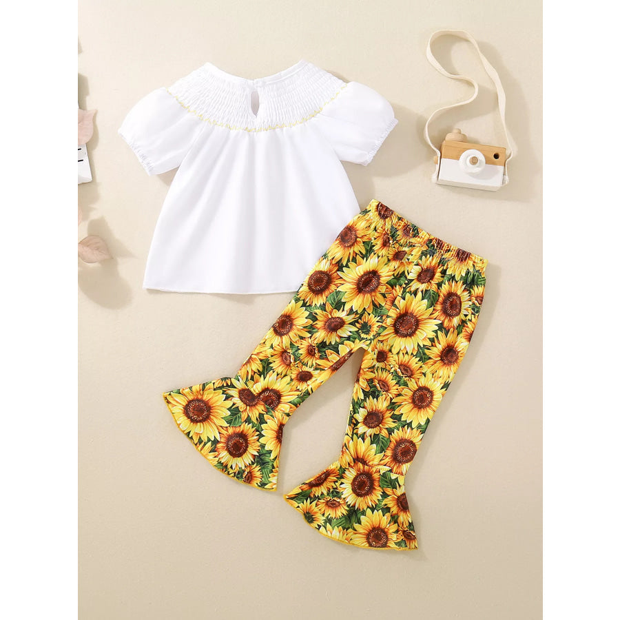 Children’s Sunflower Smocked Top and Bell Bottom Set Apparel and Accessories