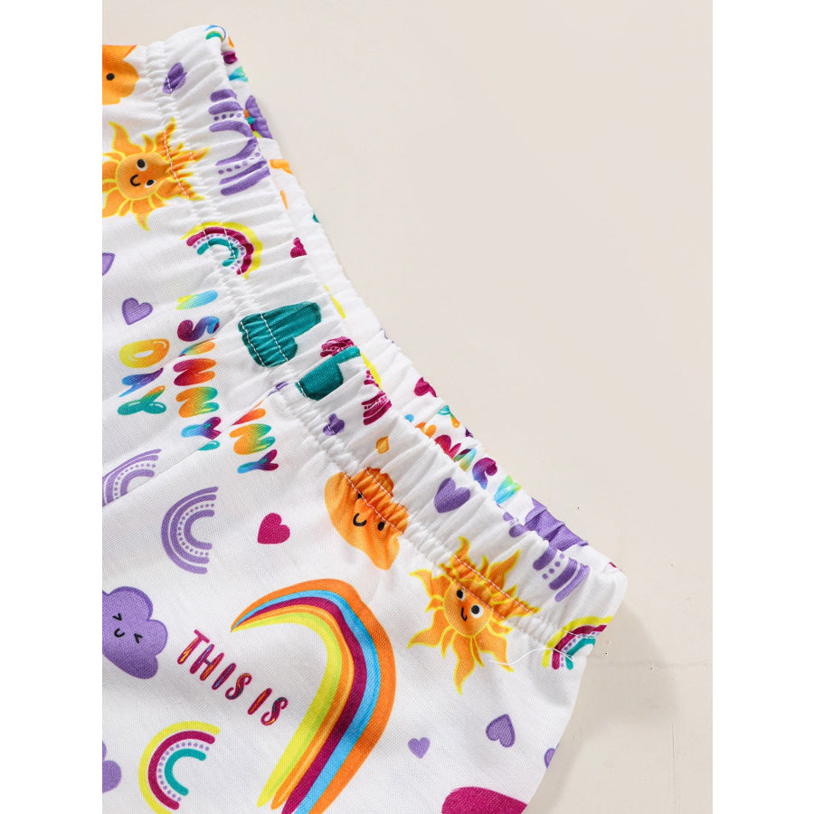 Children’s Sunny Day Print Short Sleeve Tee and Shorts Set Apparel and Accessories
