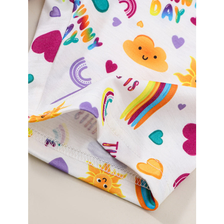 Children’s Sunny Day Print Short Sleeve Tee and Shorts Set Apparel and Accessories