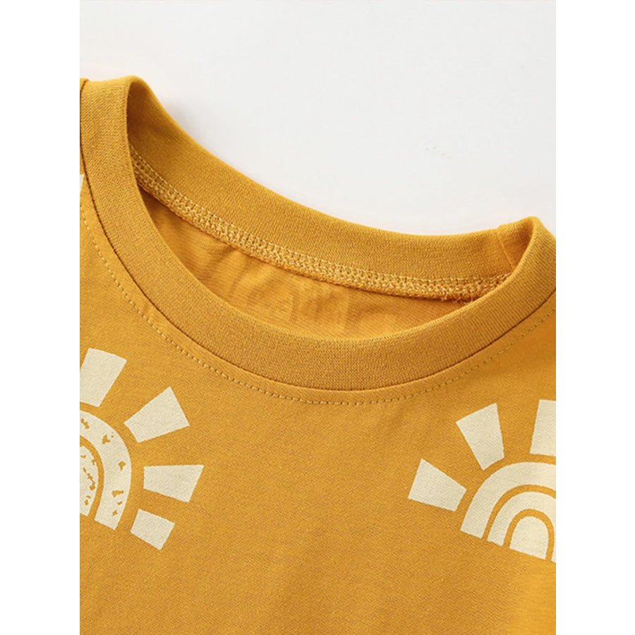 Children’s Sunshine Print Short Sleeve Tee and Shorts Set Apparel Accessories