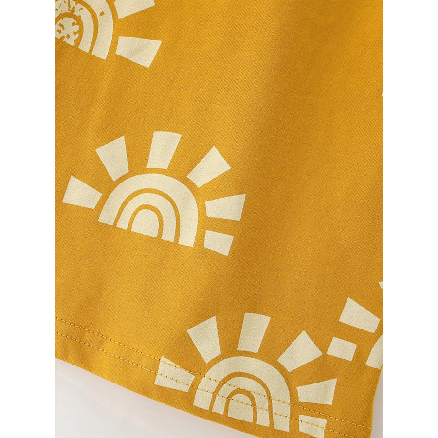 Children’s Sunshine Print Short Sleeve Tee and Shorts Set Apparel Accessories
