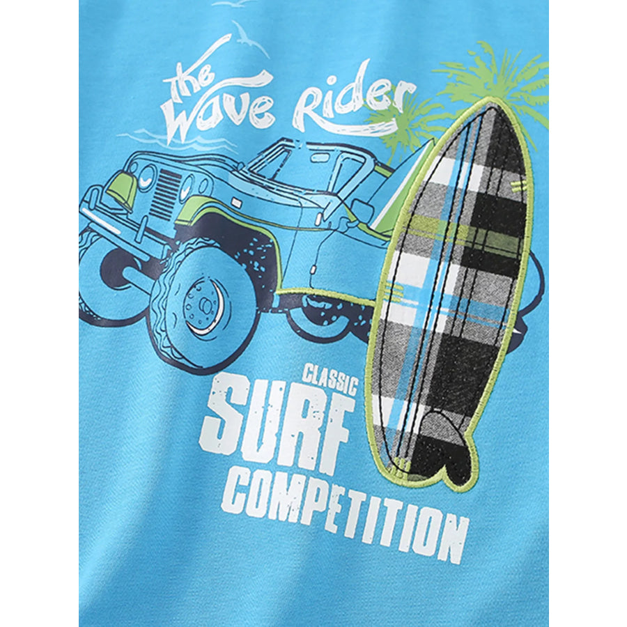 Children’s Surf Rider Graphic Tee & Plaid Shorts Set Apparel and Accessories