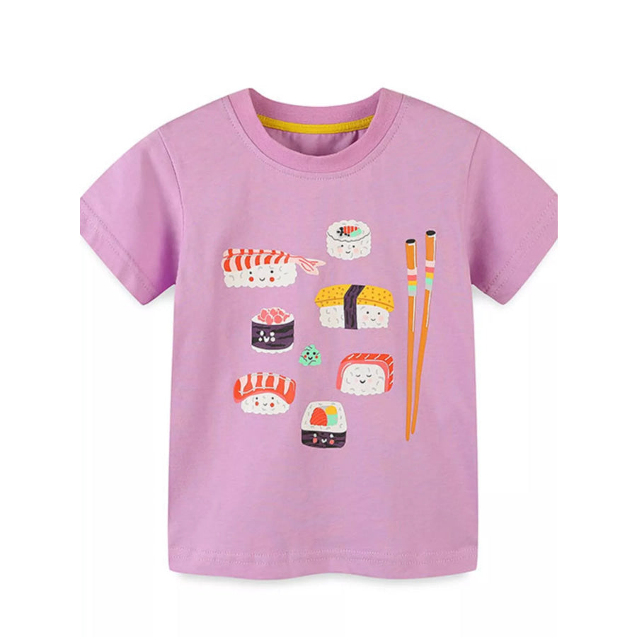 Children’s Sushi Print T-Shirt Dusty Pink / 2Y Apparel and Accessories