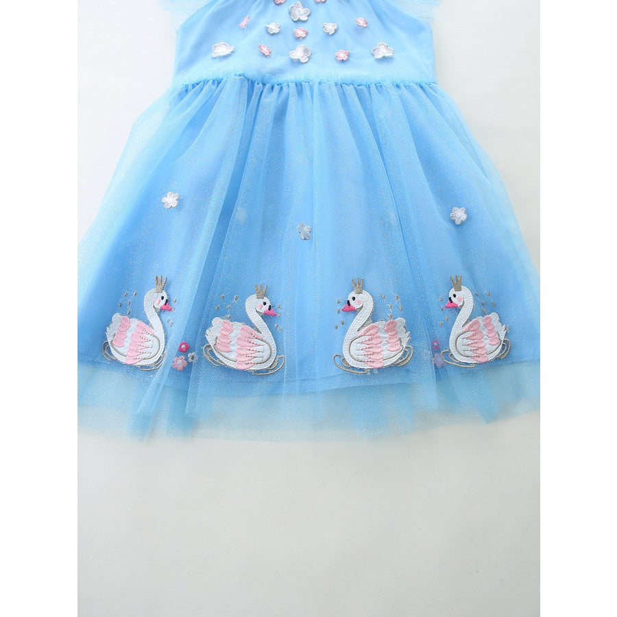 Children’s Swan Embroidered Tulle Dress Apparel and Accessories