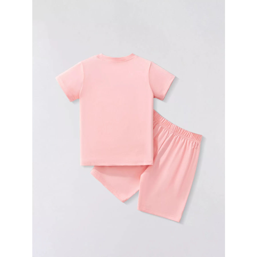 Children’s Swan Round Neck Tee and Shorts Casual Set Apparel and Accessories