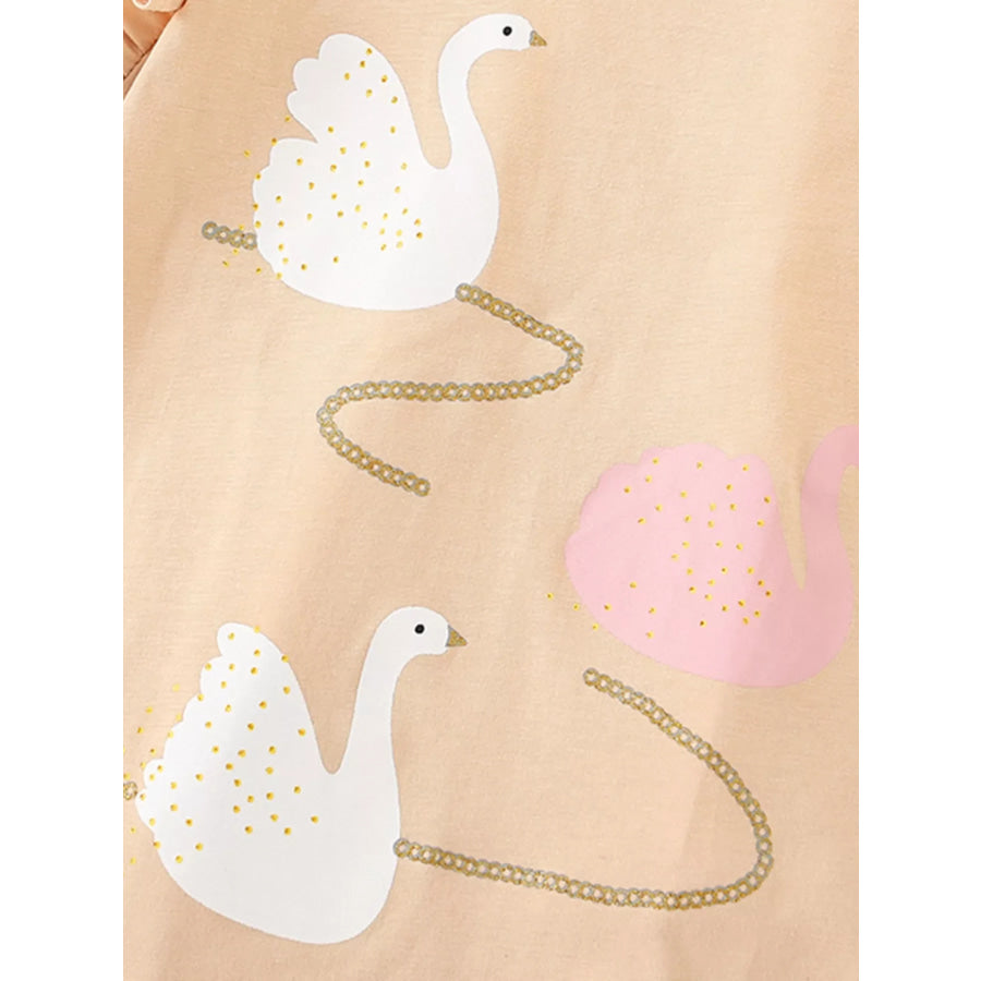 Children’s Swan Ruffle Sleeve Top and Shorts Set Apparel and Accessories