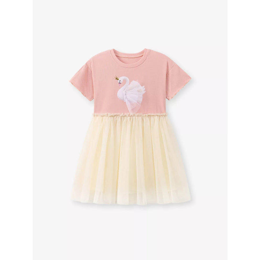 Children’s Swan Short Sleeve Tulle Dress Apparel and Accessories