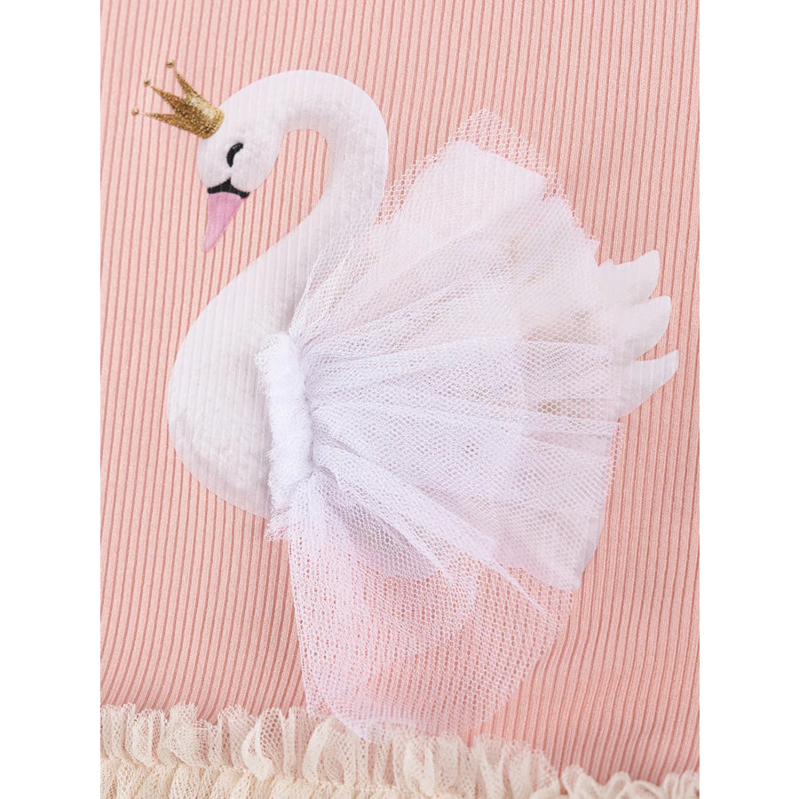 Children’s Swan Short Sleeve Tulle Dress Apparel and Accessories