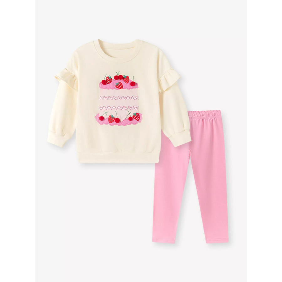 Children’s Sweet Strawberry Cake Sweatshirt and Leggings Set Apparel and Accessories