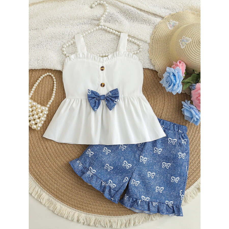 Children’s Sweetheart Neck Cami and Shorts Set Gray/white / 12-18M Apparel and Accessories