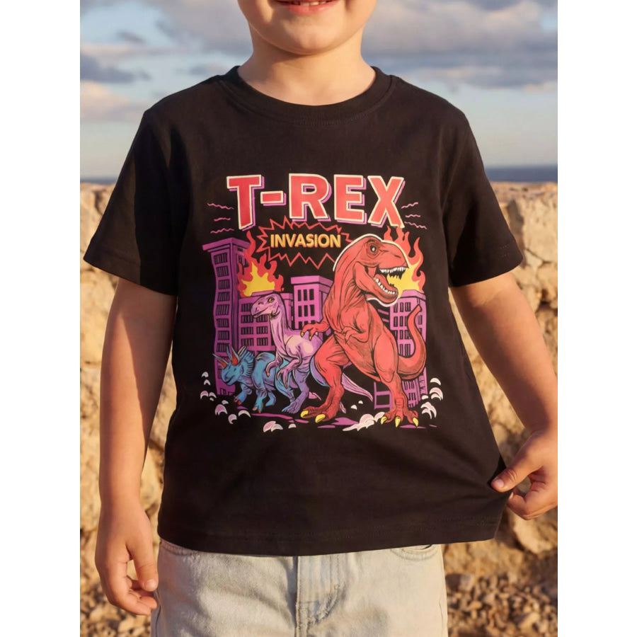 Children’s T-Rex Invasion Graphic T-Shirt Black / 2-3 Apparel and Accessories