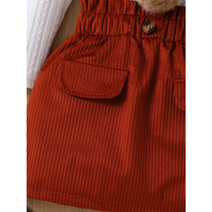 Children’s Texture Knit Top and Skirt Set with Scarf & Beret Apparel and Accessories