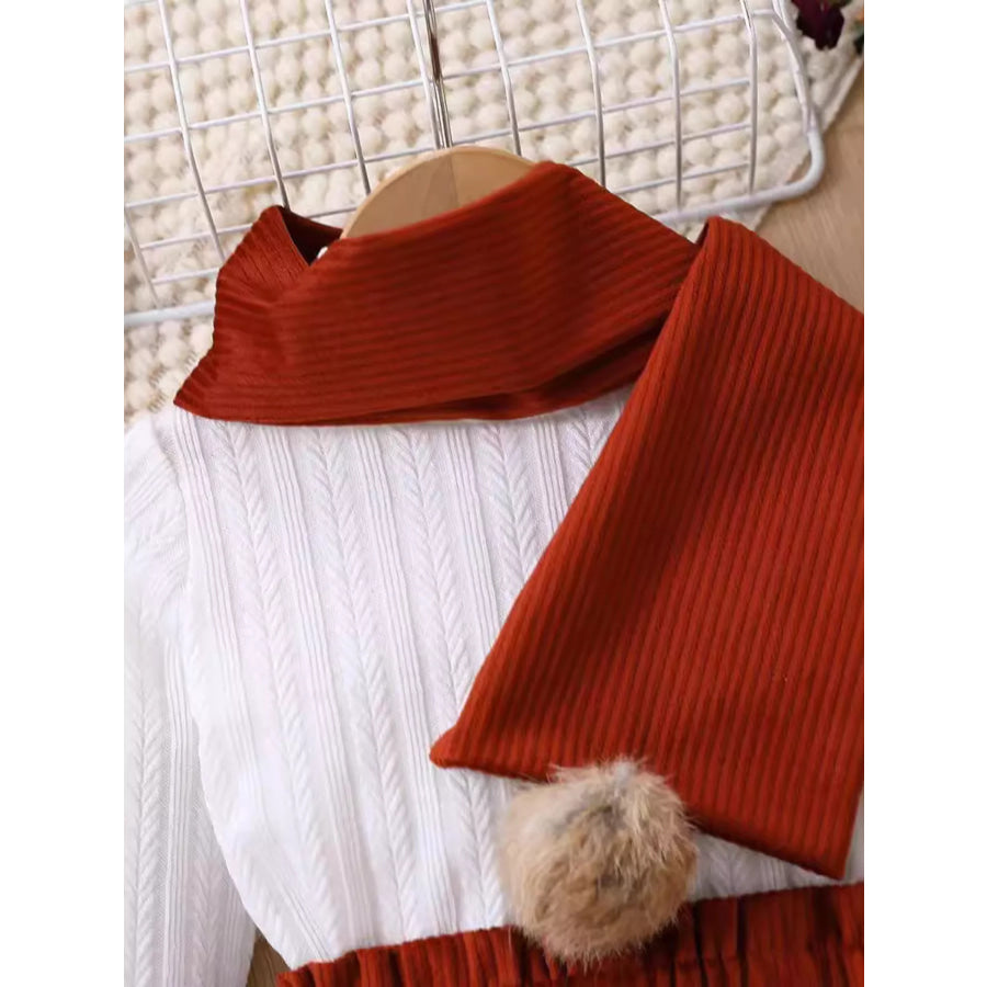 Children’s Texture Knit Top and Skirt Set with Scarf & Beret Apparel and Accessories