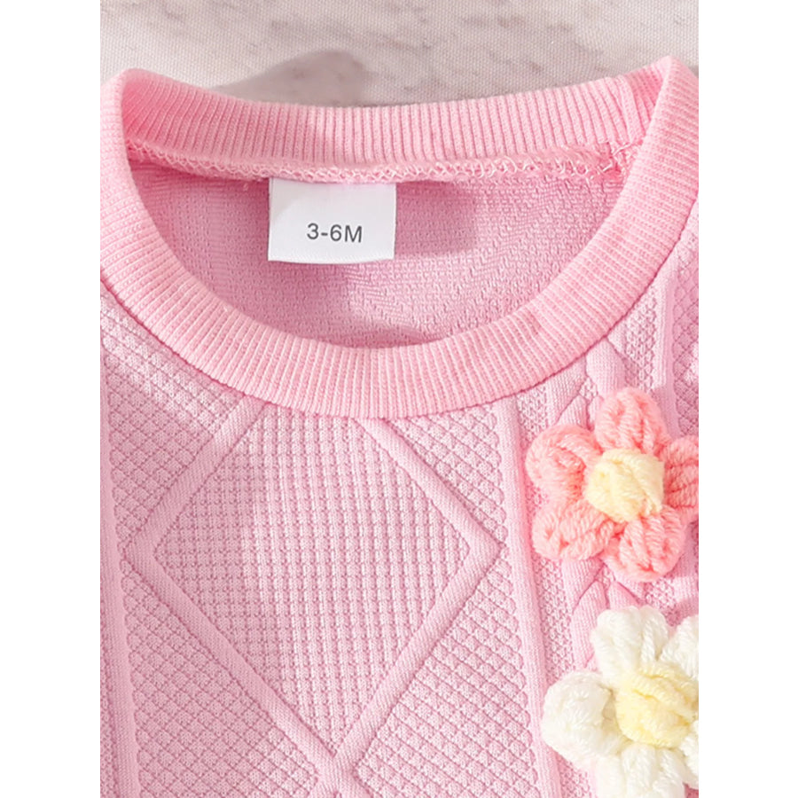 Children’s Textured Flower Top and Pants Set Apparel and Accessories