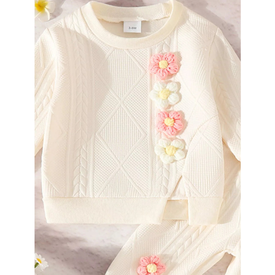 Children’s Textured Flower Top and Pants Set Apparel and Accessories