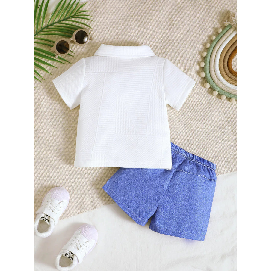Children’s Textured Polo Shirt & Ripped Shorts Set Apparel and Accessories