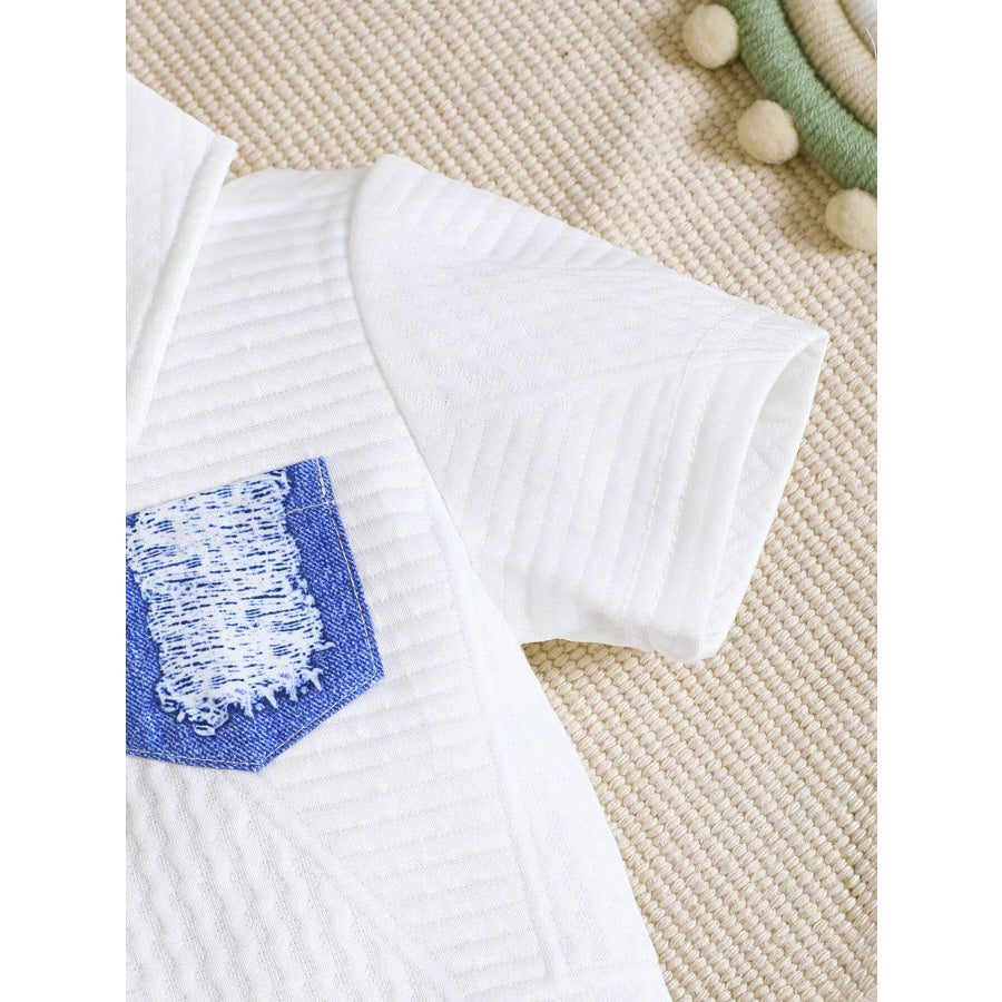 Children’s Textured Polo Shirt & Ripped Shorts Set Apparel and Accessories