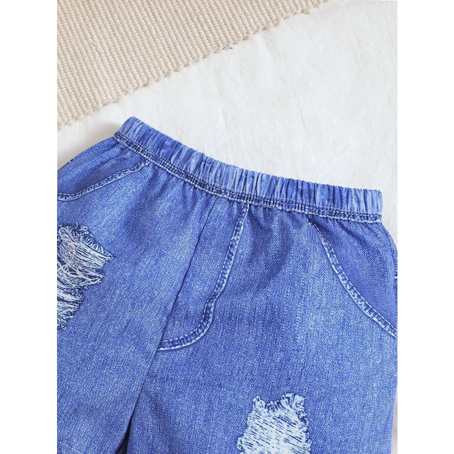 Children’s Textured Polo Shirt & Ripped Shorts Set Apparel and Accessories