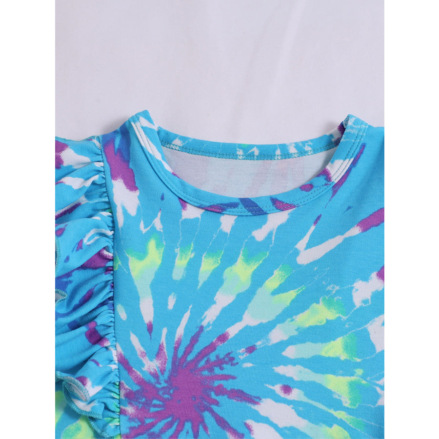 Children’s Tie-Dye Ruffle Sleeve Dress Apparel and Accessories