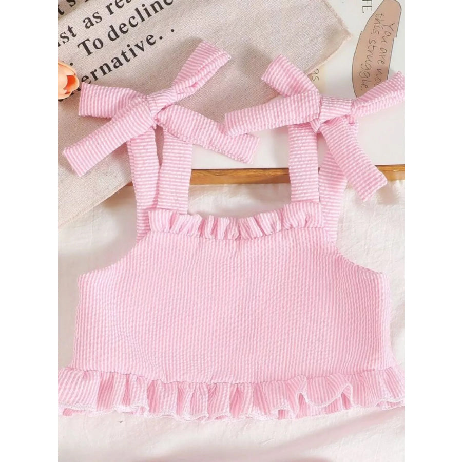 Children’s Tie Strap Top & Layered Skirt Set Pink / 0-6M Apparel and Accessories