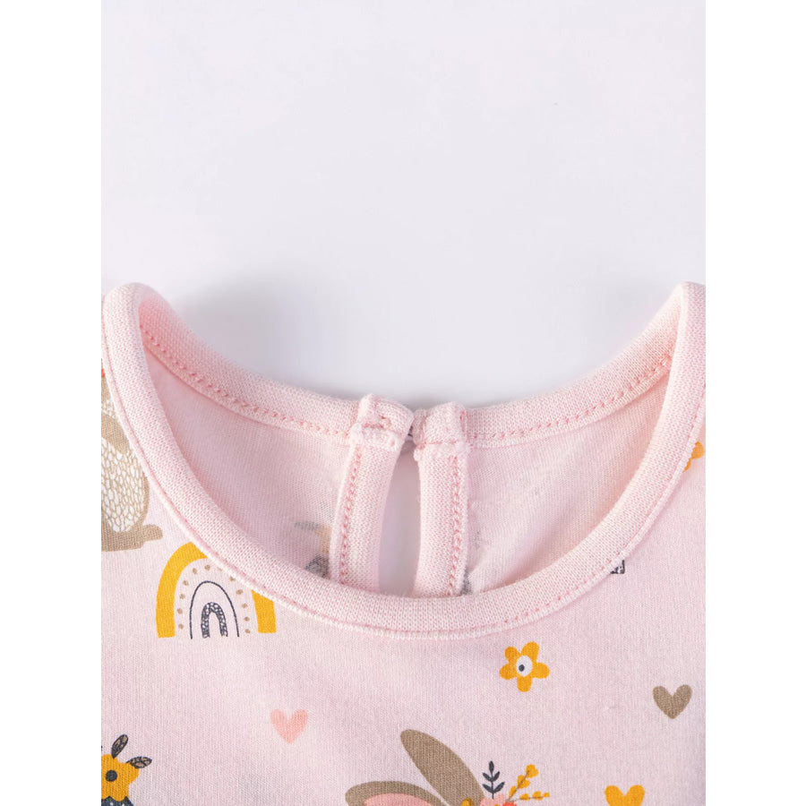 Children’s Tiered Bunny Rainbow Print Casual Dress Apparel and Accessories