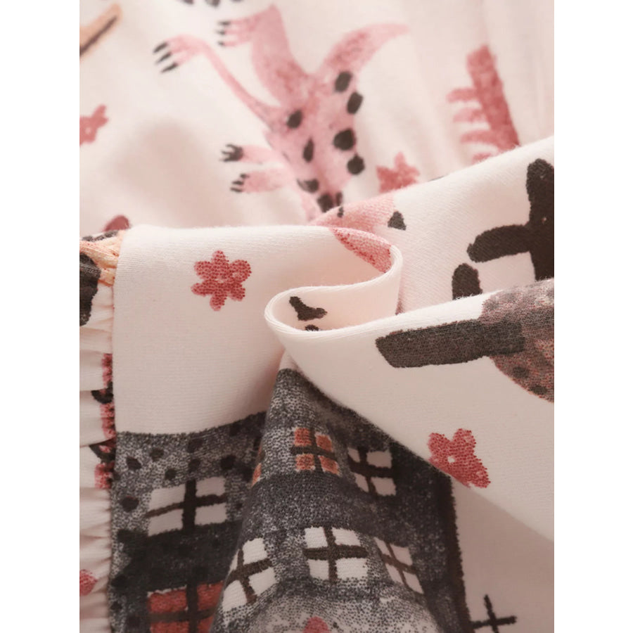 Children’s Tiered Cartoon Print Casual Dress Apparel and Accessories