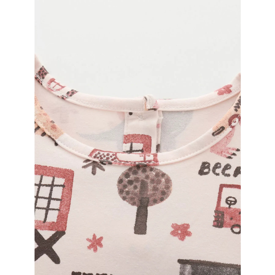 Children’s Tiered Cartoon Print Casual Dress Apparel and Accessories