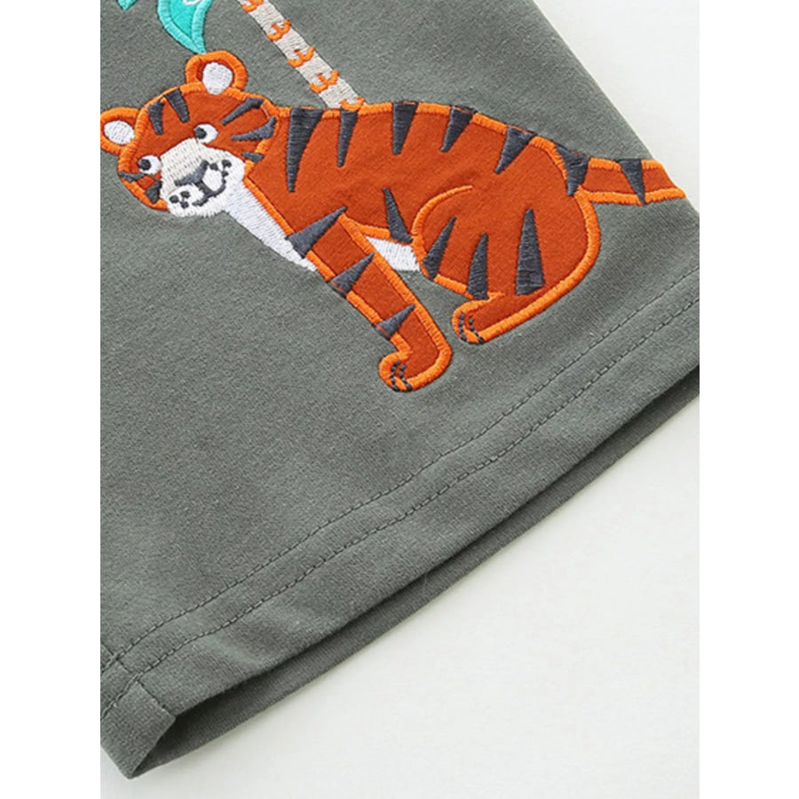 Children’s Tiger Embroidered Drawstring Shorts Apparel and Accessories