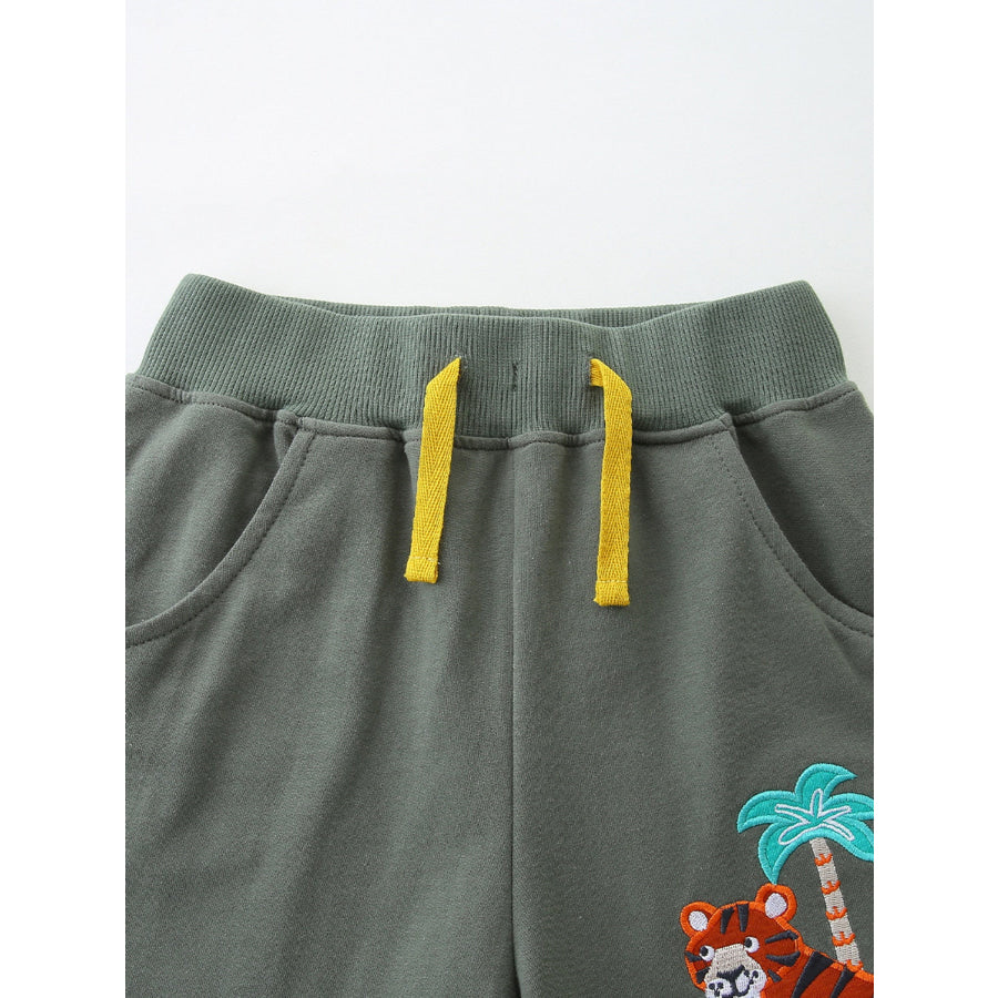 Children’s Tiger Embroidered Drawstring Shorts Apparel and Accessories