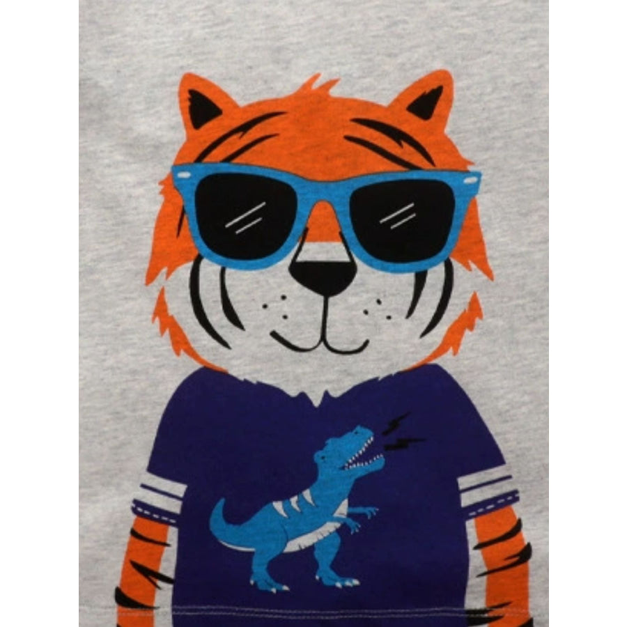 Children’s Tiger Graphic Round Neck T-Shirt Apparel and Accessories
