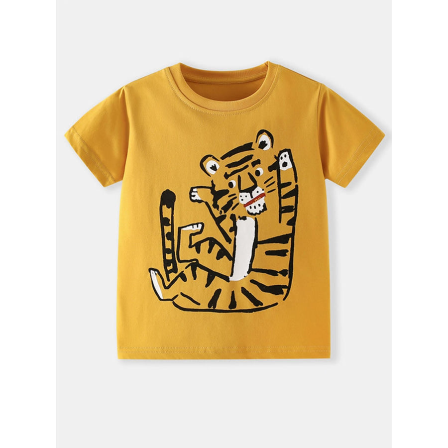 Children’s Tiger Graphic Round Neck T-Shirt Apparel and Accessories