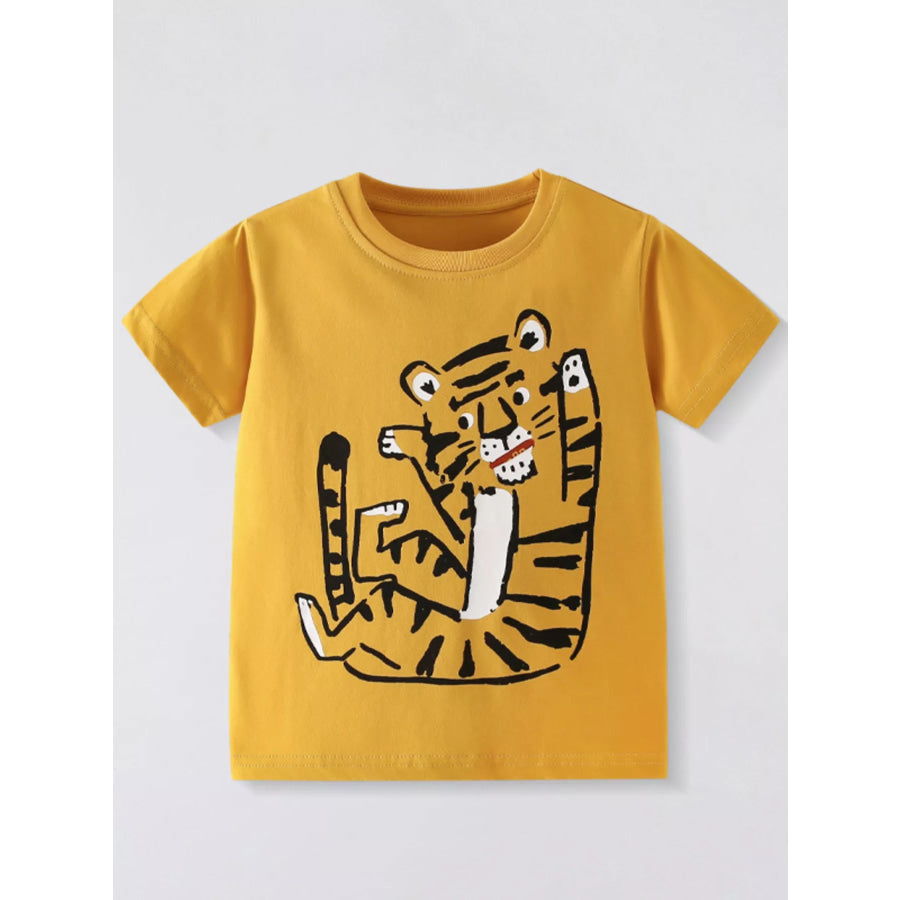 Children’s Tiger Graphic Short Sleeve T-Shirt Gold / 2-3Y Apparel and Accessories