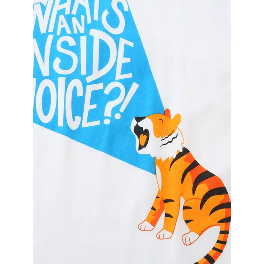 Children’s Tiger Graphic Top and Striped Shorts Set Apparel and Accessories